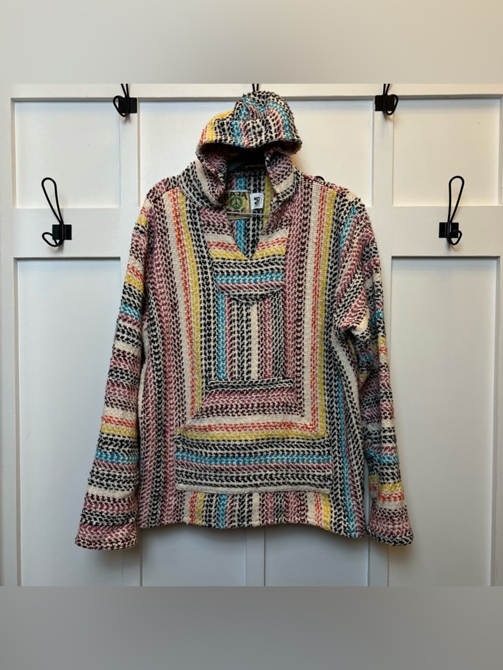 Baja Joe Hoodie Wmns Size Medium Drug Rug Surfer Mexican Blanket Potato Sack Top